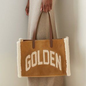 Golden Goose California Shearling-Trimmed Suede Tote